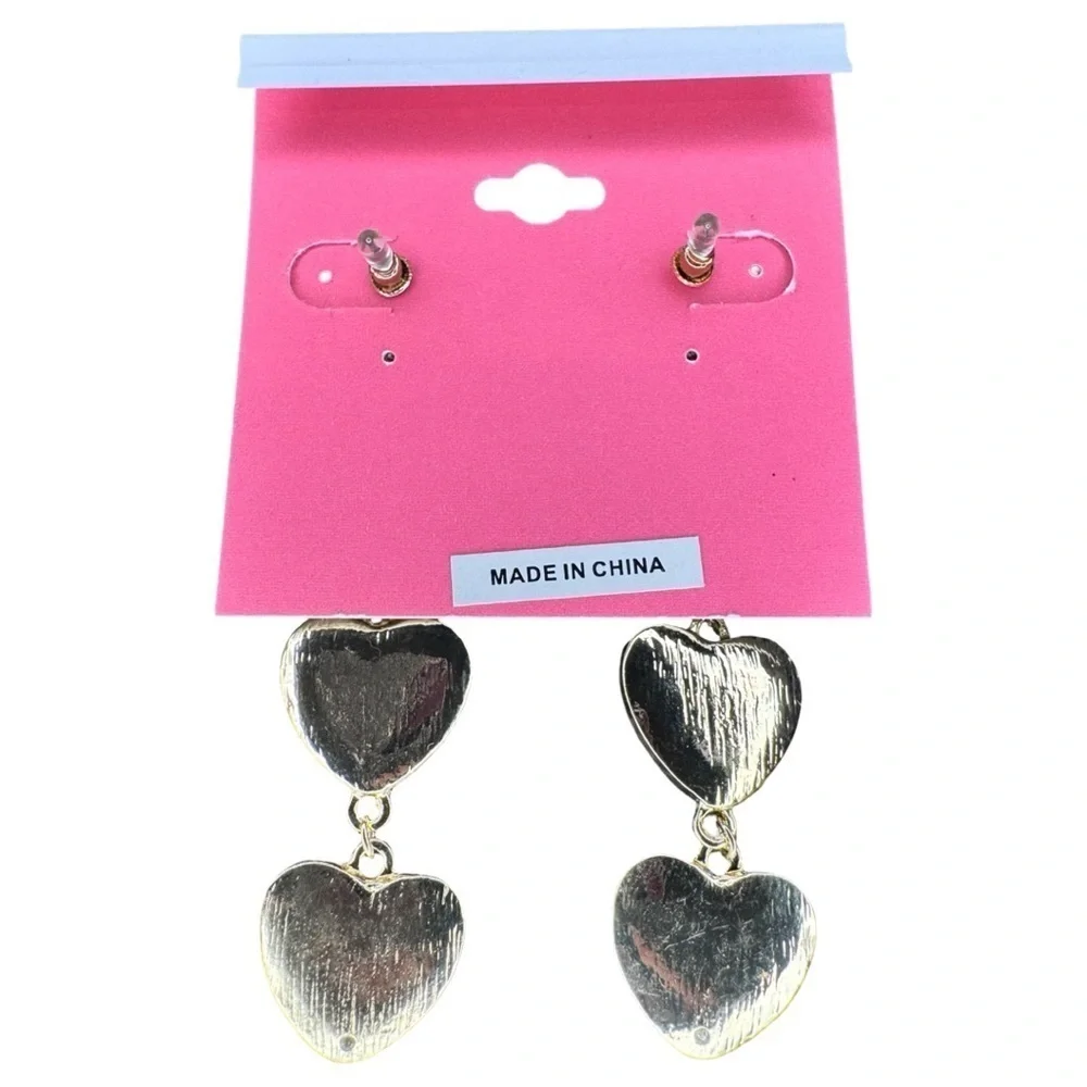 Isaac Mizhari Linear Heart drop gold/multi earrings - Picture 4 of 5